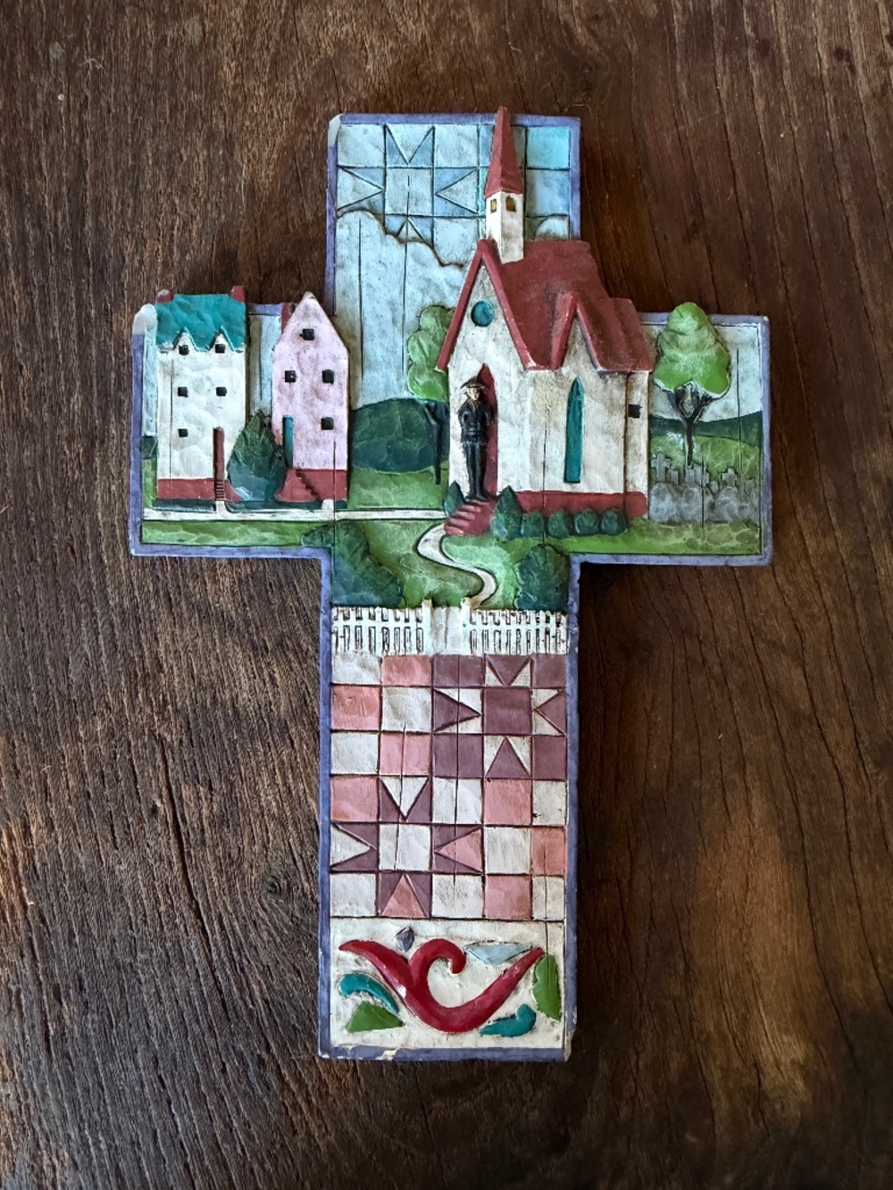Jim Shore Heartwood Creek Village Scene Church Wall Cross (#4007046) (2006)